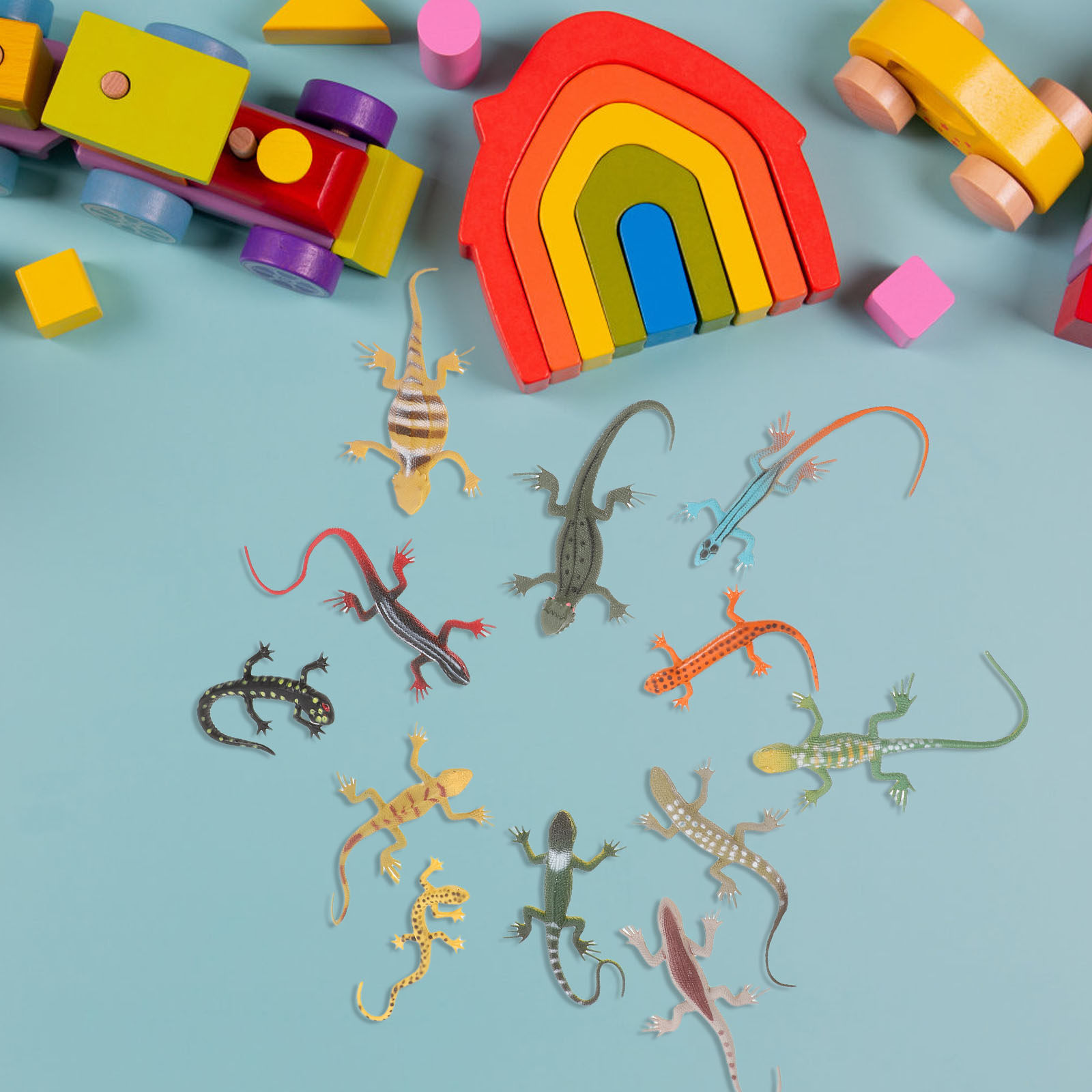 Prank Toys - 12 قطعة من حيوانات الزواحف البلاستيكية