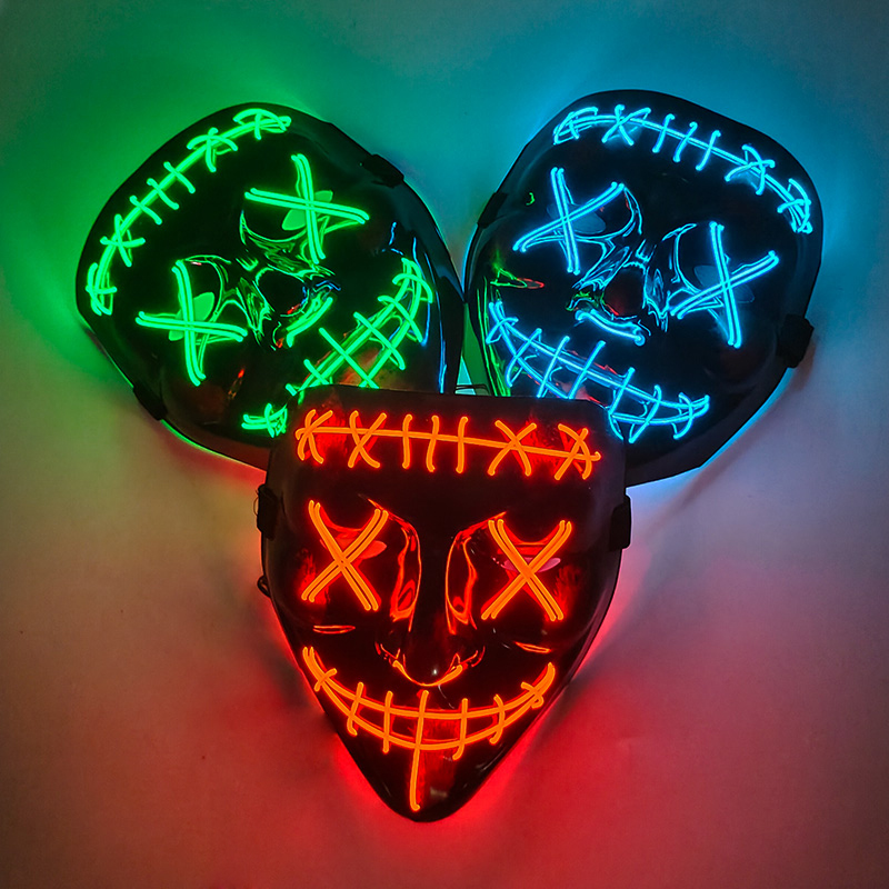 قناع وجه كامل لاسلكي مضيء في ا - مراجعة Led Purge Mask Halloween وسعره