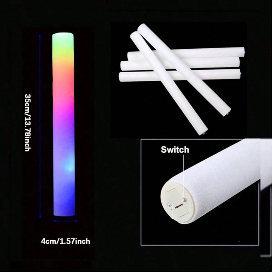 105 قطعة من عصي الإضاءة الملون - مراجعة Flashing Led Foam Sticks Party وسعره
