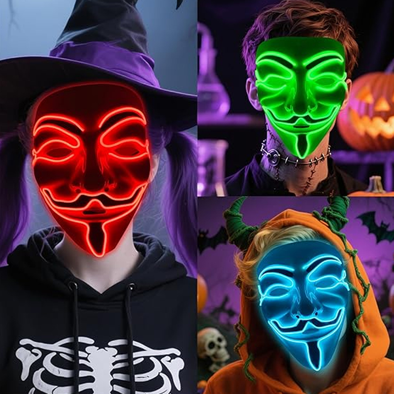 قناع فينديتا LED للحفلات بتصمي - مراجعة Led Purge Mask Halloween وسعره