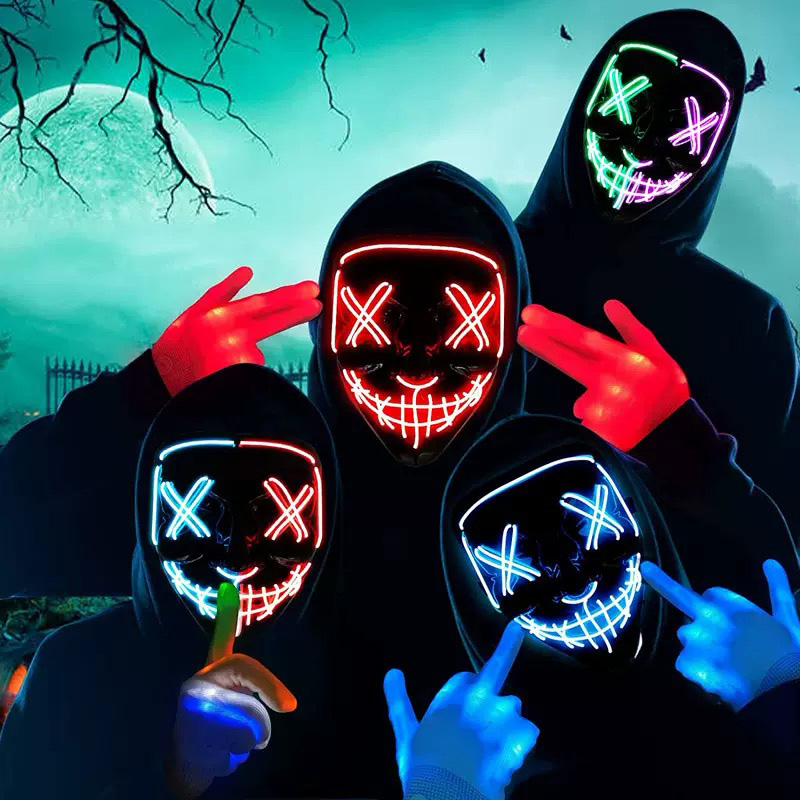 أقنعة تنكرية لاسلكية مضيئة بال - مراجعة Led Purge Mask Halloween وسعره