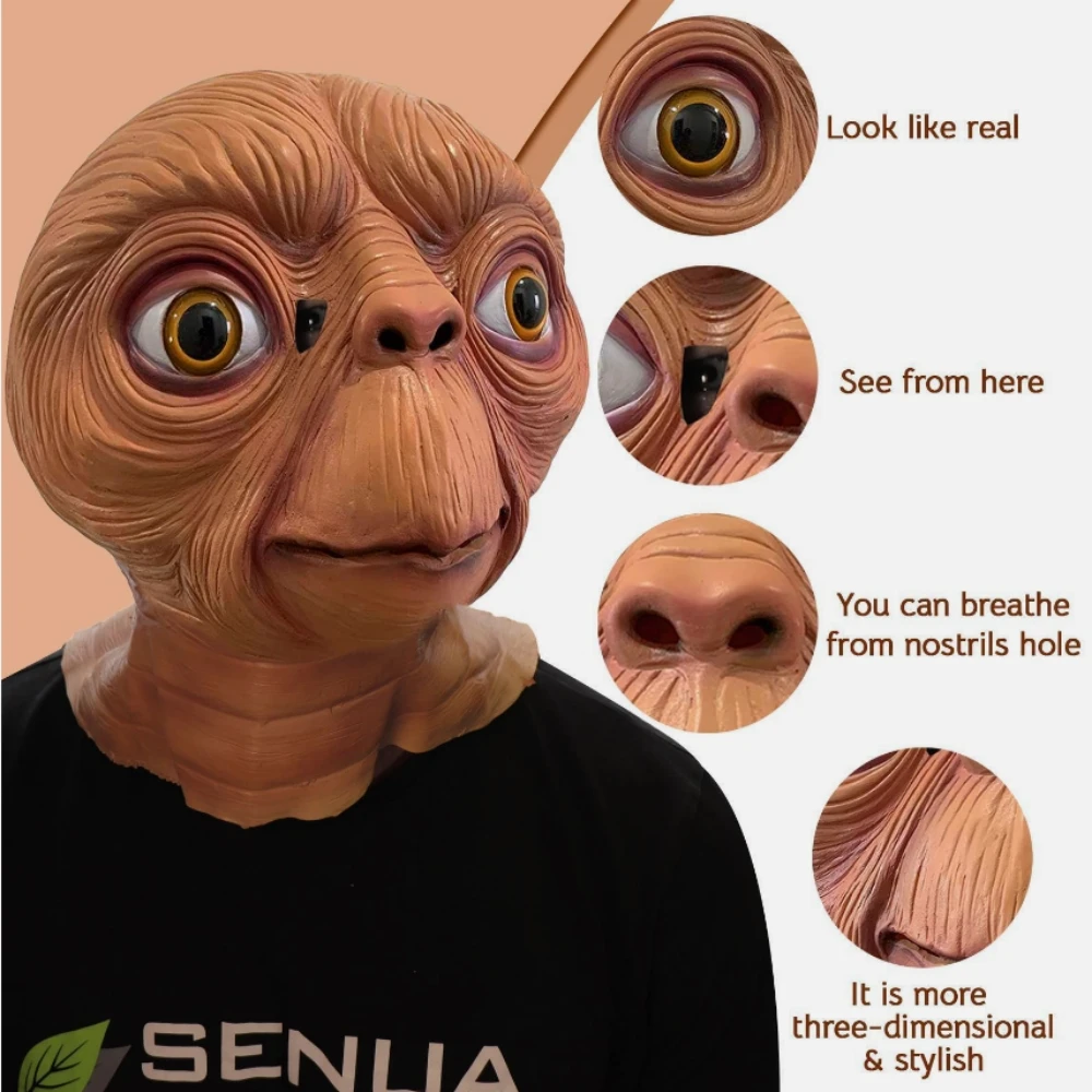 قناع رأس كامل لشخصية الكائن ال - مراجعة Latex Alien Mask Realistic وسعره